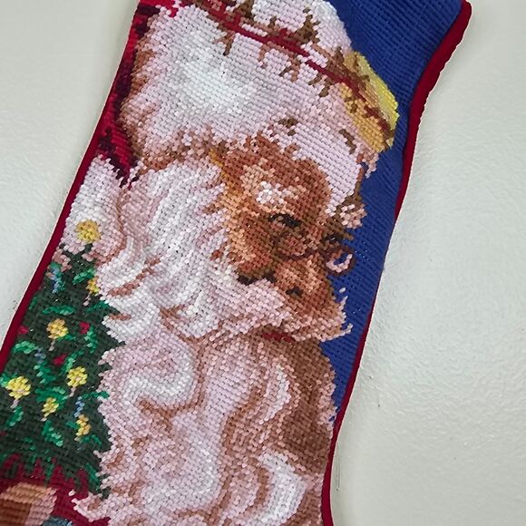 Needle point christmas stocking santa - Picture 2 of 4